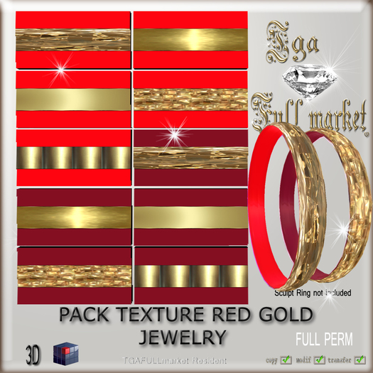 PACK TEXTURE RED GOLD JEWELRY
