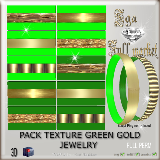PACK TEXTURE GREEN GOLD JEWELRY