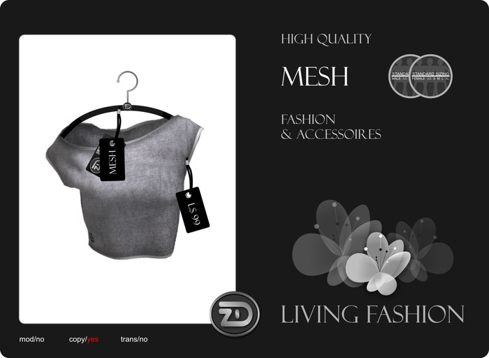[ZD] MESH - Off-Shoulder T - Silver