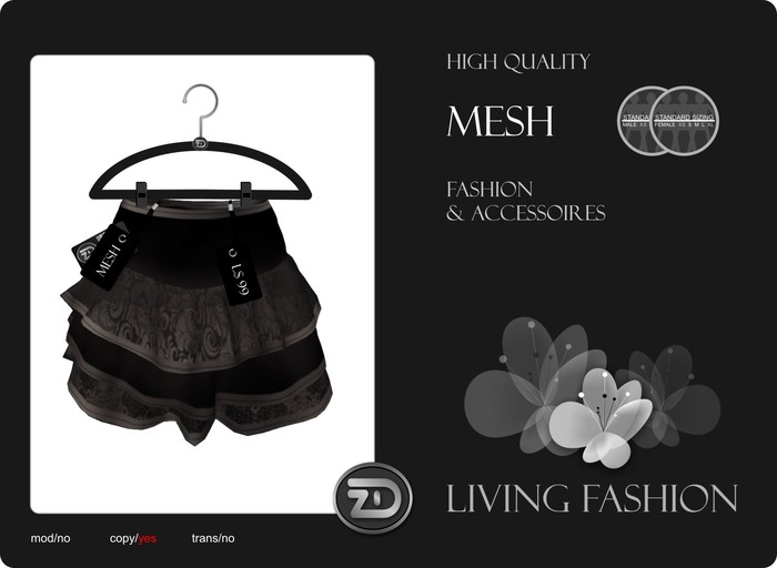 [ZD] Mesh - Ruffled Miniskirt - black w. lace