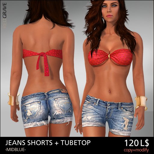 Jeans SHORTS + TubeTop - REDGRAVE