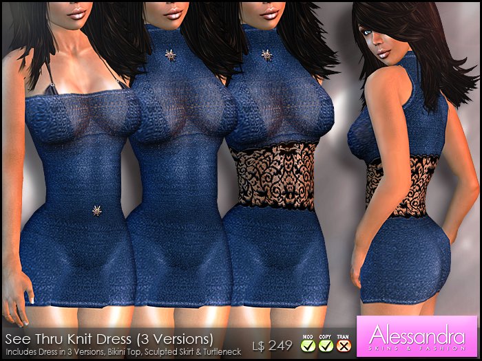ALESSANDRA - See Thru Knit Dress (3 Versions) NAVY
