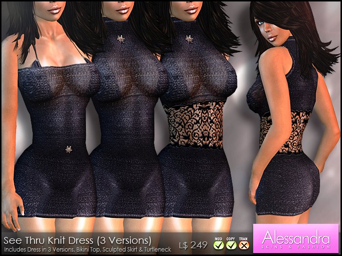ALESSANDRA - See Thru Knit Dress (3 Versions) BLACK