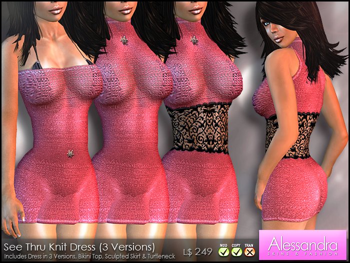 ALESSANDRA - See Thru Knit Dress (3 Versions) PINK