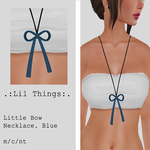 .:Lil Things:. Little Bow Necklace. Blue