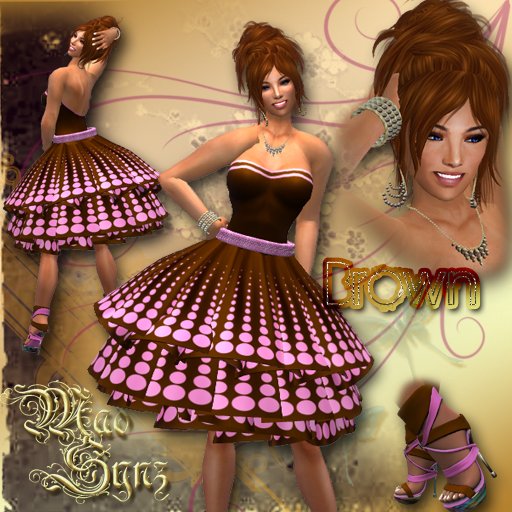 Gigi Party Dress Brown/Pink