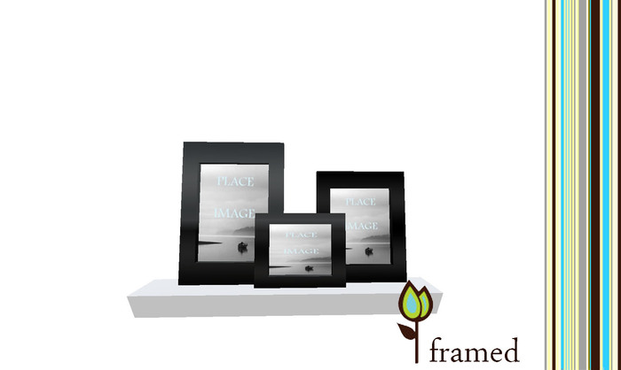 *framed* trio with shelf black frames
