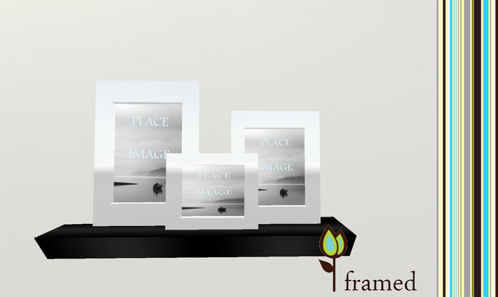 *framed* trio with shelf white frames