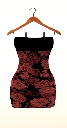 :::Podium::: Tube mesh dress red flowers