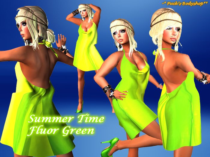 **Puck's Summer Time Fluor Green Dress** BOX