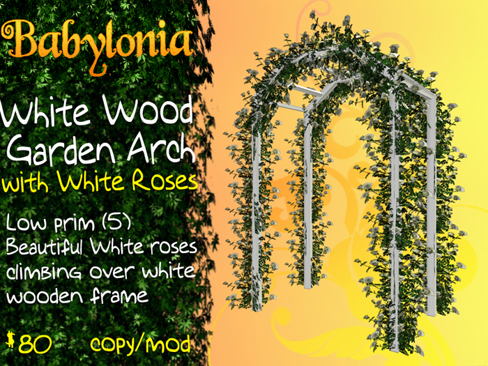 Babylonia: White Arch with climbing White Roses