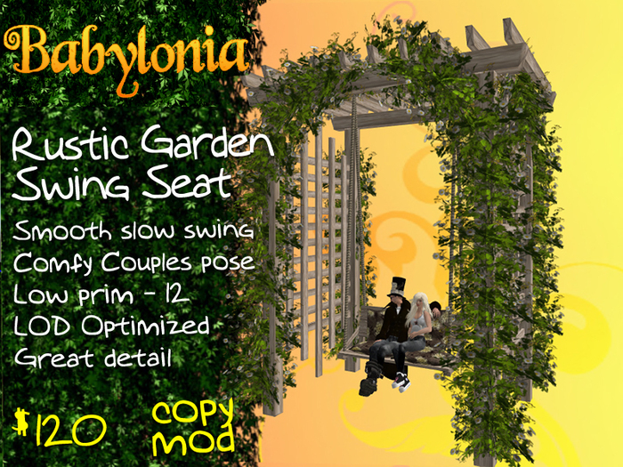 Babylonia: Couples Rustic Garden Swing