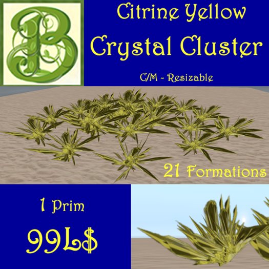Citrine Yellow  Cluster * Multi Height Round 1 Prim, C/M