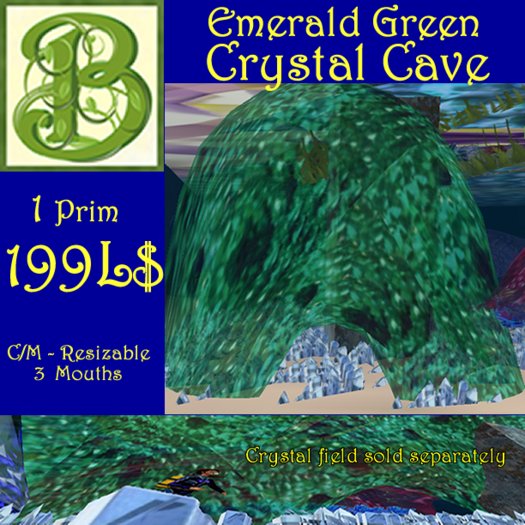 Emerald  Crystal Cave -  1 Prim, C/M