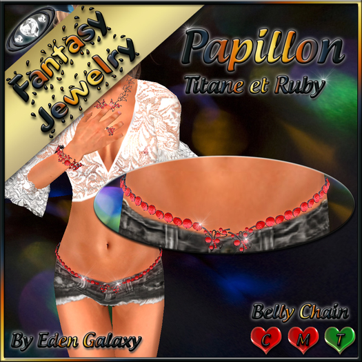 BELLY CHAIN PAPILLON TITANE ET RUBY