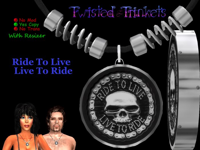 Biker Skull Live To Ride Necklace