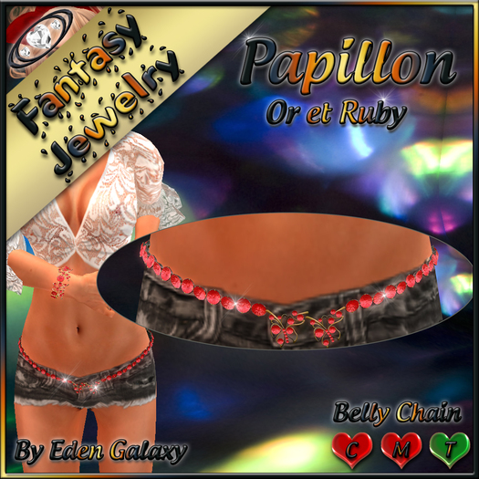 BELLY CHAIN PAPILLON OR ET RUBY