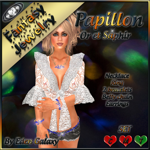 PARURE PAPILLON OR ET SAPHIR