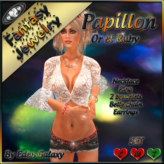 PARURE PAPILLON OR ET RUBY