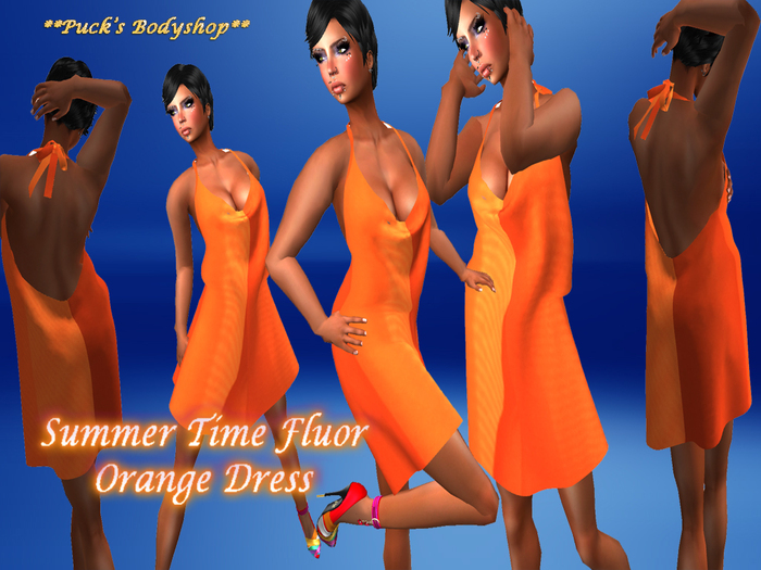 **Puck's Summer Time Fluor Orange Dress ** Box