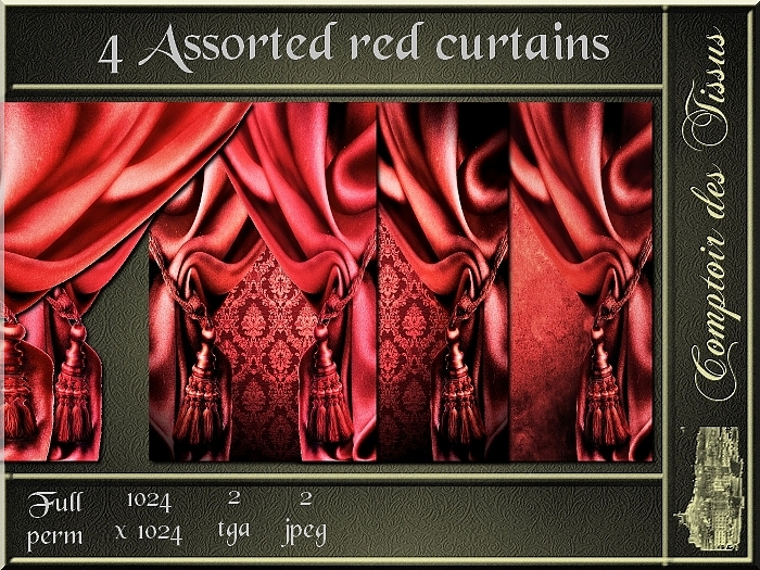 Assorted Red curtains - 4 FULL PERMS HD tga textures