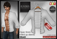 Karma - Demo - Mesh Open Shirts rolled up Sleeves - 5 Sizes include