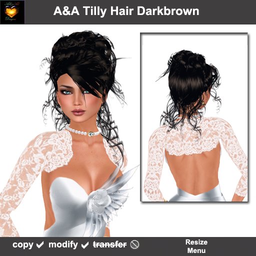 A&A Tilly Hair Dark Brown (Special Color). Updo with curls