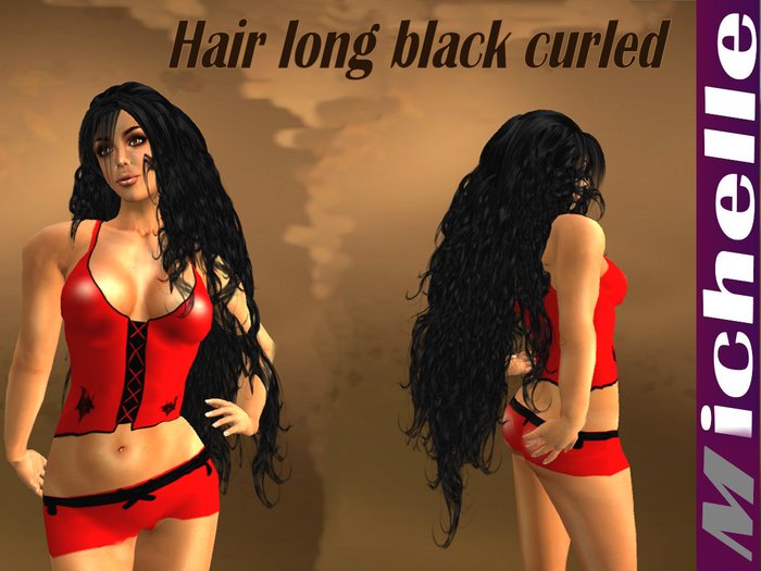 MMShop: Hair long black curled