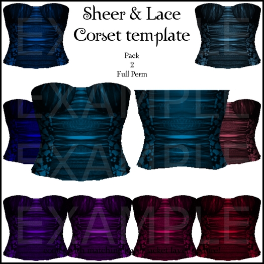Eternal Creativity ~ Lace and Sheer Corset templates pack 2