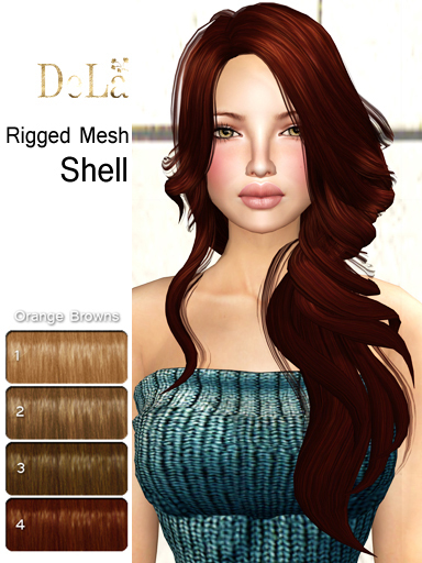 =DeLa*= Mesh Hair "Shell" Orange Browns