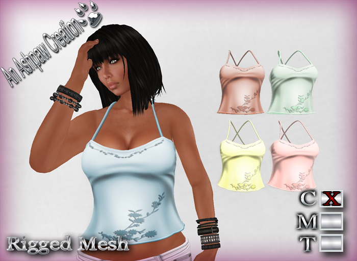 Tank Top Riged Second Life Marketplace - DEMO - Floral Tank Top (Rigged Mesh)