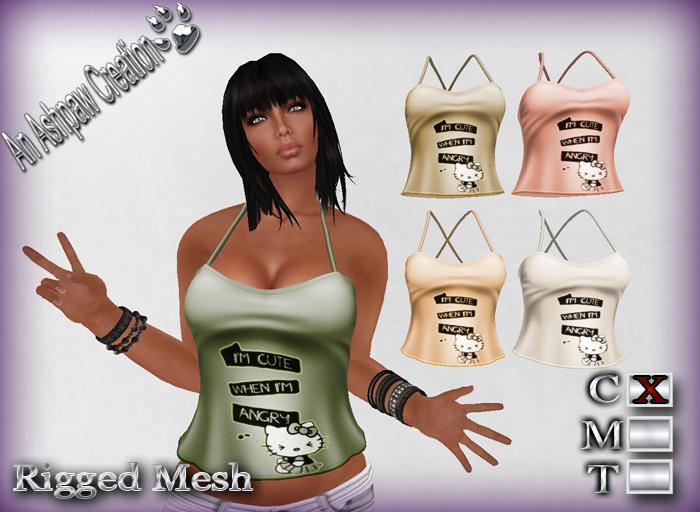 Cute When Angry Tank Top (Rigged Mesh) Fat Pack