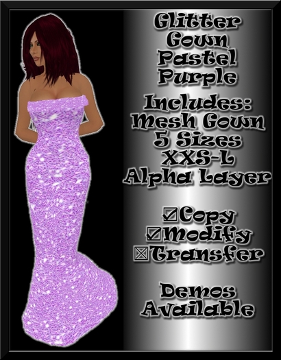 Glitter Gown Pastel Purple