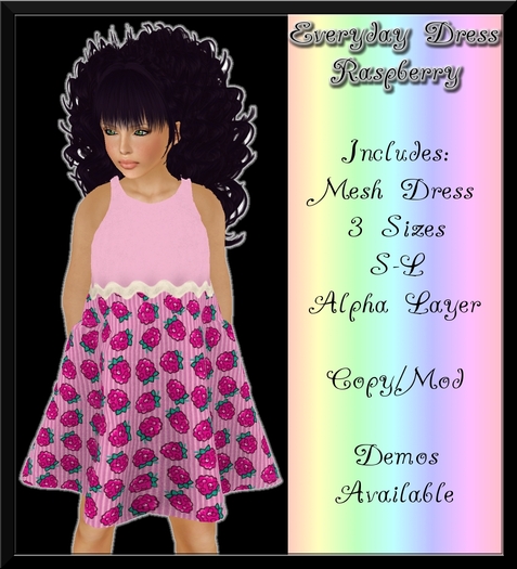 Everyday Dress Raspberry **FOR CHILD AVATARS**
