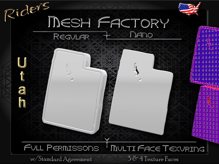 Riders - Full Permission Mesh, NANO Incl. Multiple Face Texturing - Jewelry,Charms,Buckles,Buttons,Logos,Utah  