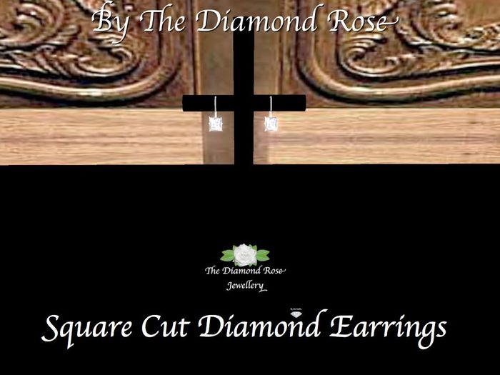 Diamond Earrings square cut (BOXED)