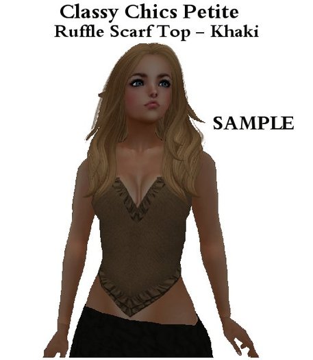 Classy Chics Petite  - Ruffle Scarf Top - Khaki - Demo - Almost Free  Sample Promotion