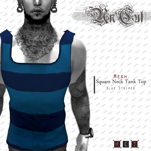 Uncut - SquareNeck Tank Blue Stripes