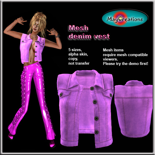 MayCreations pink denim vest 