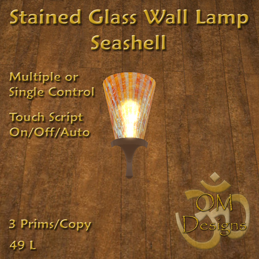 Stained Glass Wall Lamps: Seashell - OM Designs