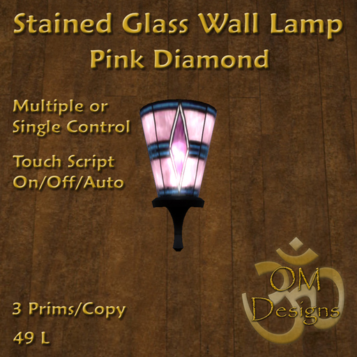 Stained Glass Wall Lamps: Pink Diamond - OM Designs