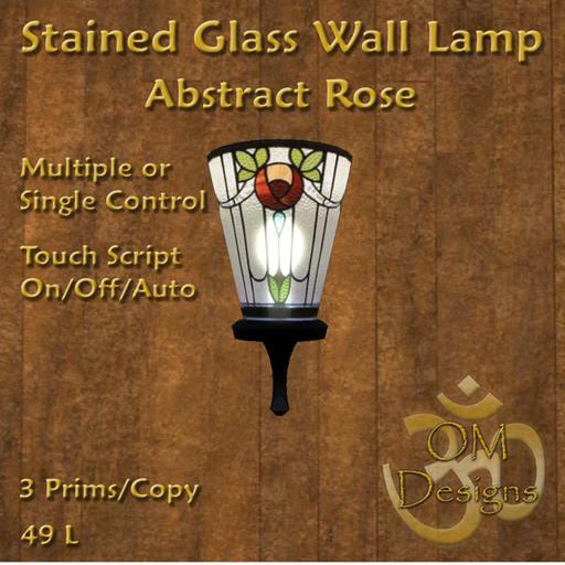 Stained Glass Wall Lamps: Abstract Rose - OM Designs
