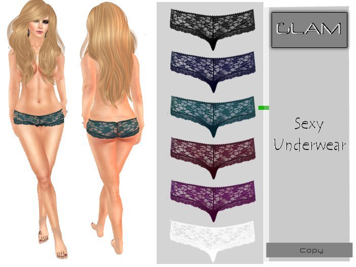 ::GLAM:: Sexy Underwear -Lace Bottom TEAL [ NEW !!! ]