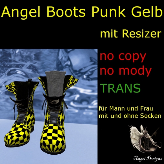 Angel Boots  Punk Gelb