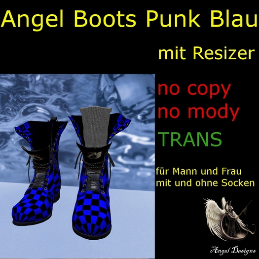 Angel Boots  Punk Blau