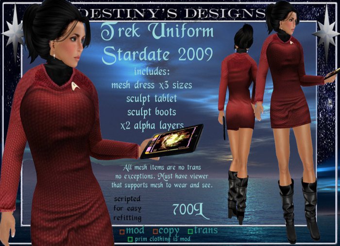 !~DD~! Trek Uniform Stardate 2009 - Ladies - Red