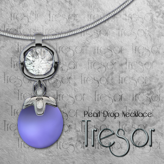 ::Tresor::  Pearl Drop Necklace, Mesh (Silver, Lilac)
