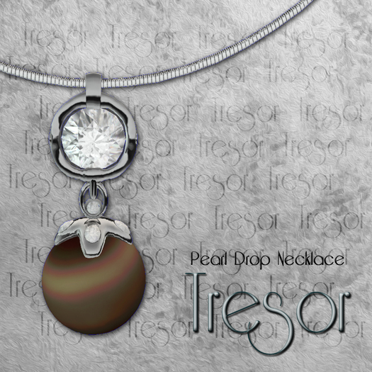 ::Tresor::  Pearl Drop Necklace, Mesh (Silver, Chocolate) 