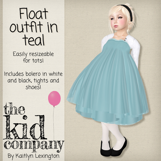 the kid company. float dress. teal.