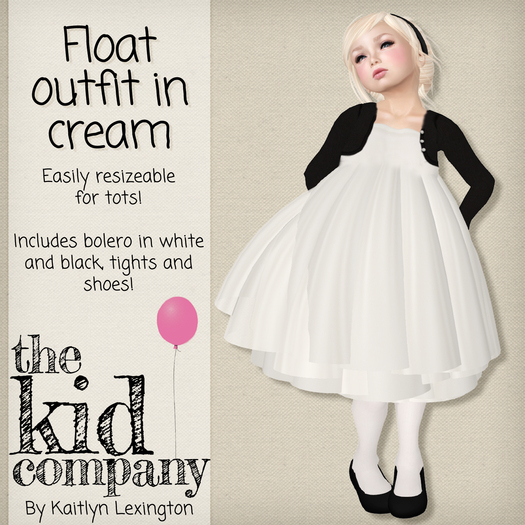 the kid company. float dress. cream.